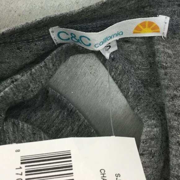 C&C California Womens sz Small S Padma Twisted Back T-shirt Gray Long Sleeve - Picture 7 of 11